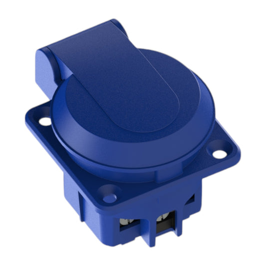 Hermetikus aljzat 2P+Z, 230/220v, földeléssel, IP44, csappantyúval, kék, 250V Schuko
