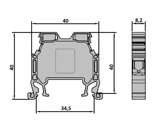 ONKA 6mm2 csavaros csatlakozó csatlakozó DIN sínes csatlakozó 2 vezetékes kék, 1010035