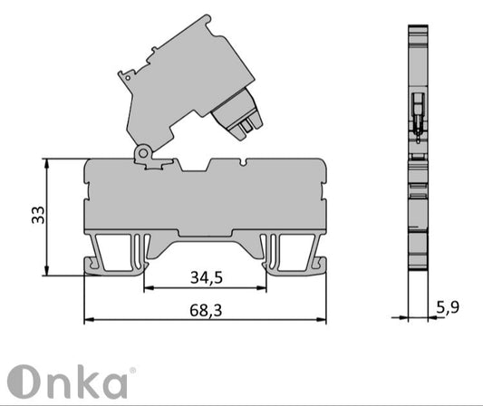 ONKA 2,5 mm2 csavaros csatlakozós biztosíték csatlakozóblokk (biztosíték nem tartozék) szürke, 1020223