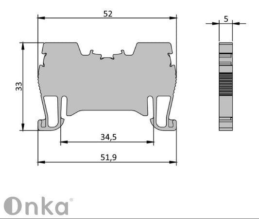 ONKA 1,5mm2 rugósínes csatlakozó csatlakozó DIN sínes csatlakozó 2 vezetékes kék, 1020005