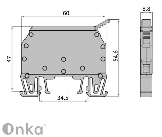 ONKA 6mm2 csavaros csatlakozású biztosíték csatlakozó (biztosíték nem tartozék) szürke, 1010241