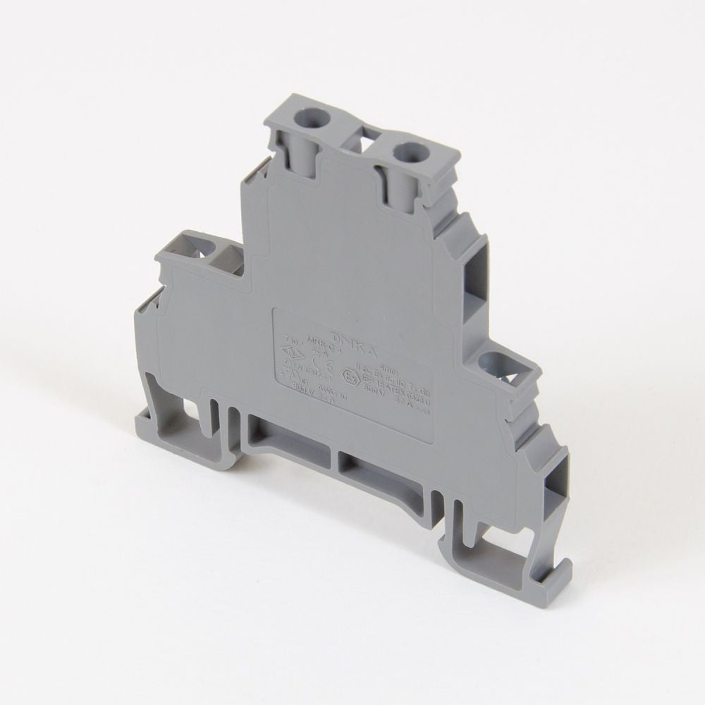 ONKA 4mm2, 2-level screw terminal DIN rail connector 4-wire gray, 1010368