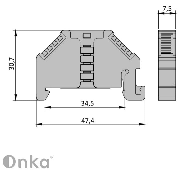 ONKA Dugó, végtartó, univerzális tartó (rugós és csavaros csatlakozóblokkhoz ) , 1060002