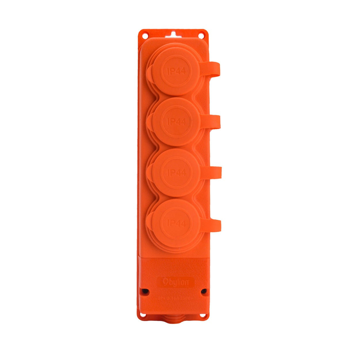 4x rubber socket "rubber" orange, with cover, hermetic IP44, 250V, 16A, SCHUKO 2P+Z, 4KMP-F-O, Bylion