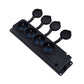 4x rubber socket "rubber" black covered hermetic IP44, 250V, 16A, 2P+Z, French type E, 4KMP-E, Bylion