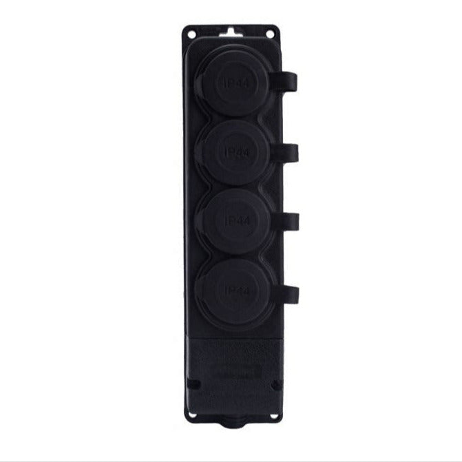 4x gumi aljzat "gumi" fekete fedővel hermetikus IP44, 250V, 16A, SCHUKO 2P+Z, 4KMP-F, Bylion