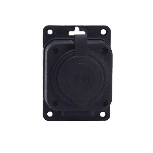 Fekete "gumi" felszíni aljzat 250V, 16A, IP44, SCHUKO 2P+Z, 1KMP-F, Bylion
