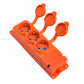 Triple "rubber" orange socket cover hermetic IP44 250V, 16A, SCHUKO 2P+Z, 3KMP-F-O, Bylion