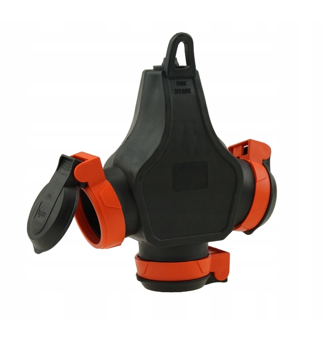 Hub rubber T-type Schuko distributor with 3 sockets 3WHS-F