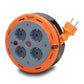 Compact cassette roller extension cable, 5m cable with 4 sockets IP20 + thermal fuse + child safety, 3x1mm2, French type (pin), PHE-05310-E