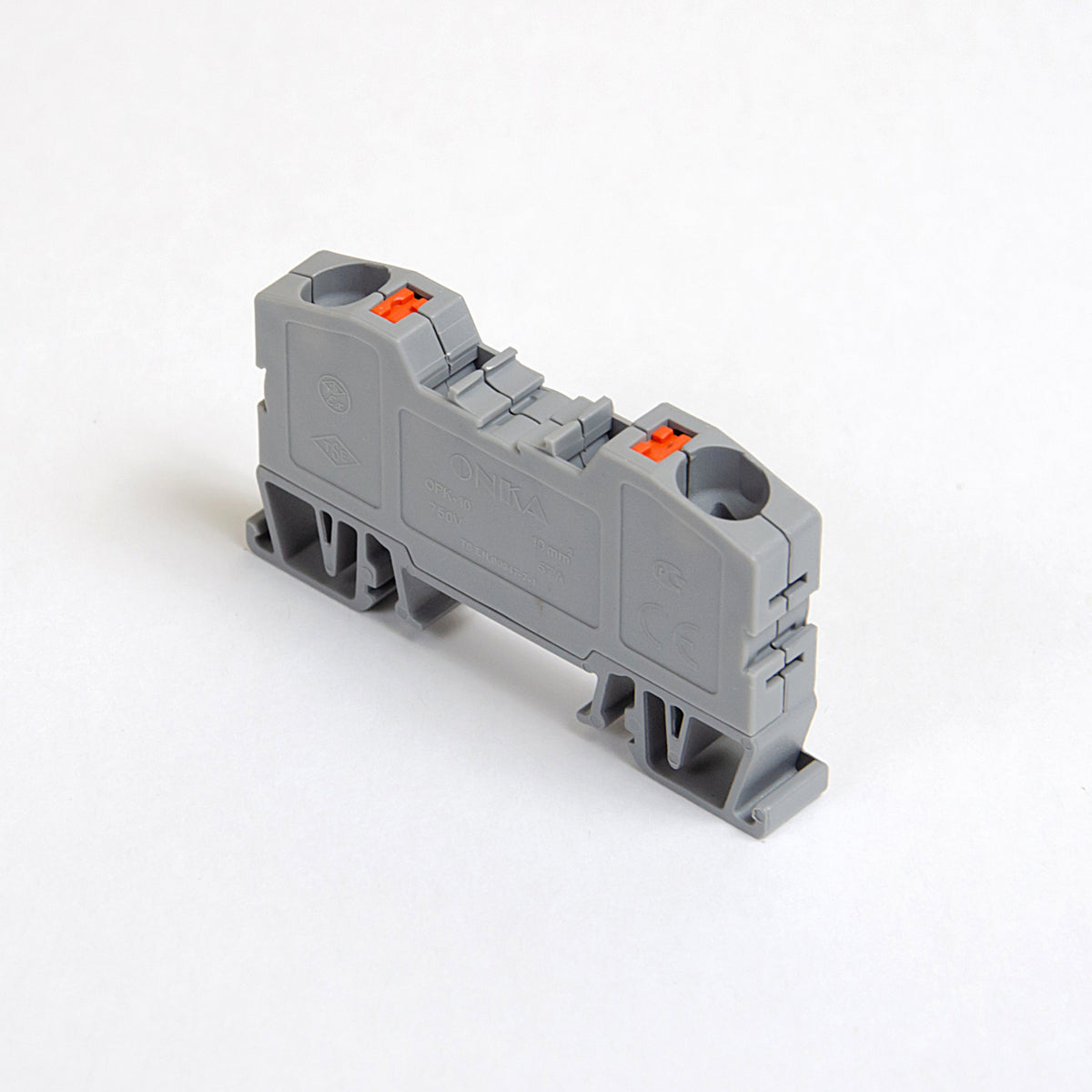ONKA 10mm2 spring rail connector connecting strip DIN rail connecting strip 2-wire gray, 1020044